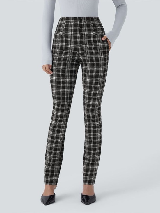 HALARA Pants - Halara Flex™ High Waisted Houndstooth Plaid Skinny Work Pants Pockets Small NWT